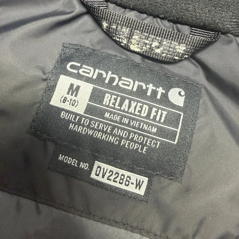Carhartt Gilliam Puffer Vest Kids M 8-10 Black Quilted Relaxed Fit LOGO OV2286-W